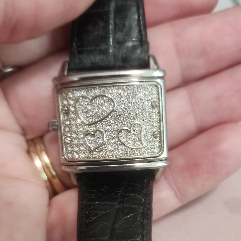 Anne Klein‎ Silver Case Black Strap Watch